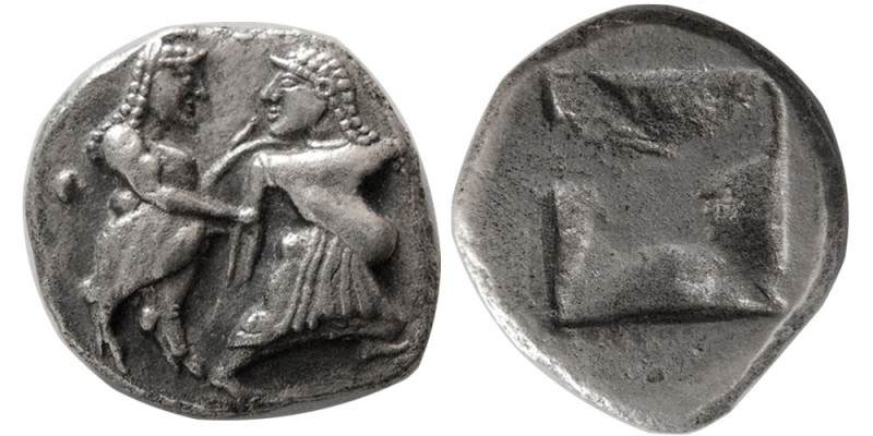 MACEDON, Lete. Circa 530-520 BC. AR Stater (8.95 gm; 23 mm). Nude ithyphallic sa...