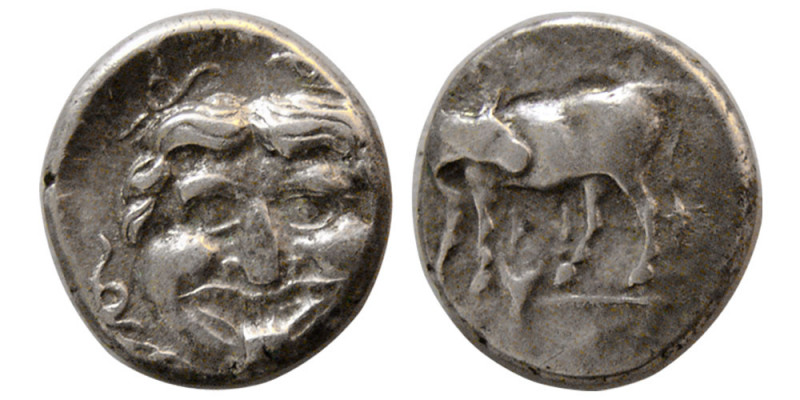 MYSIA, Parion. Ca. 400 BC. AR Hemidrachm (2.44 gm; 13 mm). Facing gorgoneion wit...