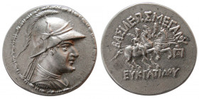 BACTRIAN KINGDOM. Eukratides I. ca. 171-145 BC. Silver Tetradrachm