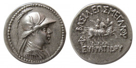 BACTRIAN KINGDOM. Eukratides I. ca. 171-145 BC. Silver Drachm.