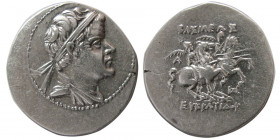 BACTRIAN KINGDOM. Eukratides I. ca. 171-145 BC. Silver Drachm.