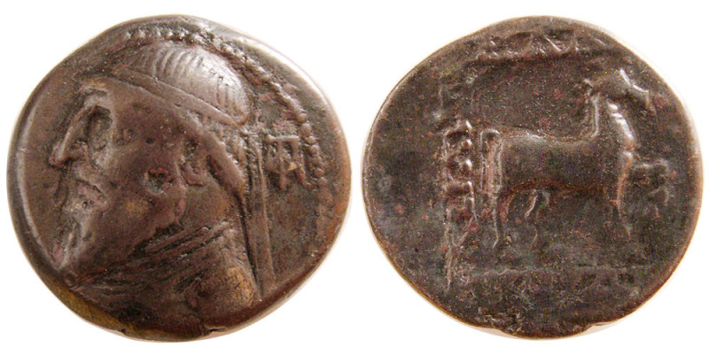 KINGS of PARTHIA. Mithradates II. 121-91 BC. Æ tetrachalkous (7.06 gm; 19 mm). R...