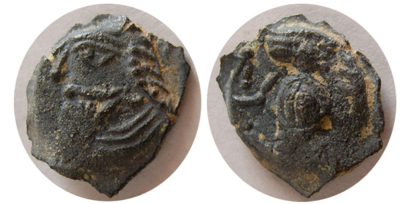 KINGS of PARTHIA. Vologases VI. (AD. 208-228). Æ dichalkous (1.62 gm; 12 mm). Se...