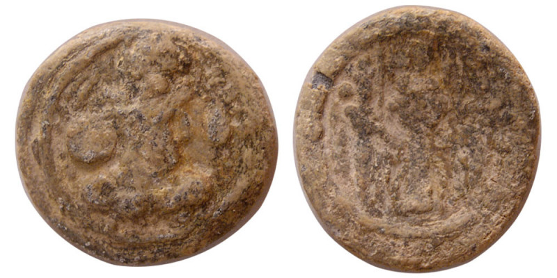 SASANIAN KINGS. Shapur II. (309-379 AD). PB (Lead) Unit (3.40 gm; 15 mm). Obvers...