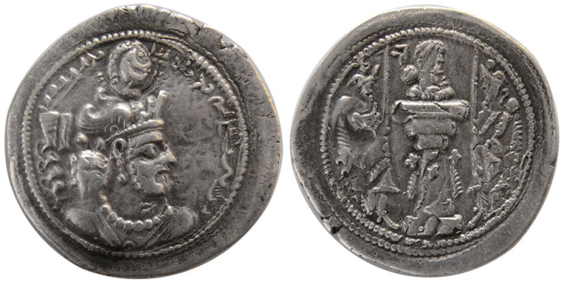 SASANIAN KINGS. Vrahran (Bahram) IV. AD 388-399. Silver Drachm (4.08 gm; 26 mm)....