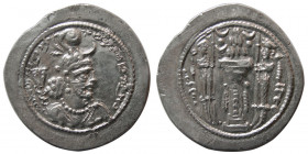 SASANIAN KINGS. Yazdgard I. AD. 399-420. Silver Drachm. AS (Aspahan) mint.