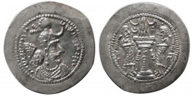 SASANIAN KINGS. Yazdgard I. AD. 399-420. Silver Drachm. GO or GW (Gorgan) mint.