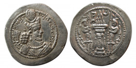 SASANIAN KINGS. Varhran (Bahram) V. AD. 420-428. Silver Drachm. AW (Ahwaz) mint.