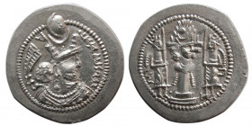 SASANIAN KINGS. Varhran (Bahram) V. AD. 420-428. Silver Drachm. GO (Gorgan) mint.