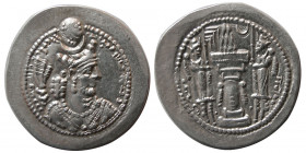 SASANIAN KINGS. Varhran (Bahram) V. Silver Drachm. BBA (Court at Ctesiphon) mint.