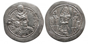 SASANIAN KINGS. Varhran (Bahram) V. Silver Drachm. AT (Athorpadegan) mint.