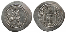 SASANIAN KINGS. Varhran (Bahram) V. AD. 420-428. Silver Drachm. BBA (Court at Ctesiphon) mint.