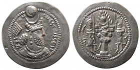 SASANIAN KINGS. Varhran (Bahram) V. AD. 420-428. Silver Drachm. GN (Gondishapur) mint.