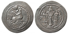 SASANIAN KINGS. Varhran (Bahram) V. AD. 420-428. Silver Drachm. BISH (Bishapur) mint.