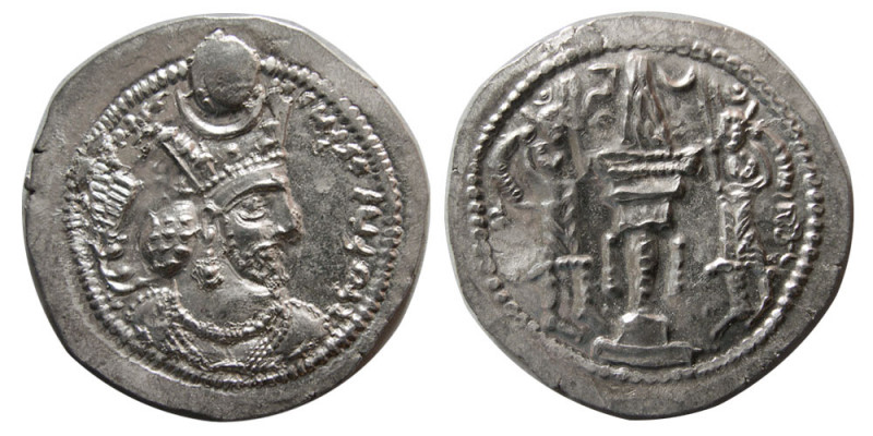 SASANIAN KINGS. Varhran (Bahram) V. AD. 420-428. Silver Drachm (4.24 gm; 27 mm)....