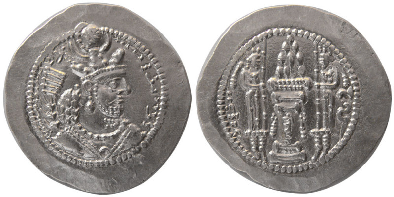 SASANIAN KINGS. Yazdgard II. AD. 438-457. Silver Drachm (4.18 gm; 29 mm). WH (Ve...