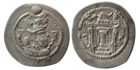 SASANIAN KINGS. Peroz, 3rd crown.  Silver Drachm. AT (Aturpadgan-Azabaijan) mint.