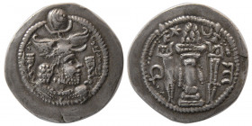 SASANIAN KINGS. Peroz. AD. 457-484. 3rd crown. Silver Drachm.  LYW (Rev Ardashir) mint.