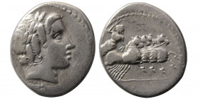 ROMAN REPUBLIC. Gargonius, Vergilius, Ogulmtus. 86 BC. AR Denarius.