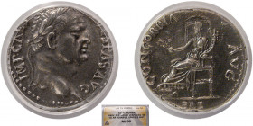 ROMAN EMPIRE. Pergamun. Vespasian.  Silver Denarius . ANACS-AU 50.