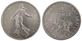 FRANCE, REPUBLIC. 1922. Silver Two francs.