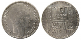 FRANCE. REPUBLIC. 1934. Silver Ten Francs.