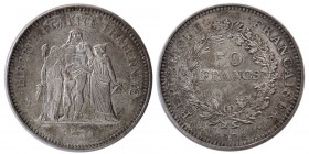 FRANCE, REPUBLIC. 1974. Silver Fifty francs.