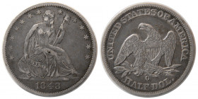 UNITED STATES. 1848. Silver half Dollar Seated Liberty.