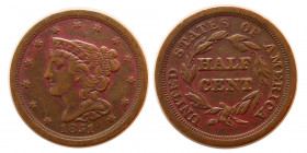 UNITED STATES. 1851. Braided Hair Half Cent.