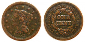 UNITED STATES. 1852. Braided Hair Large Cent.