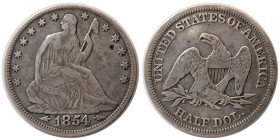 UNITED STATES. 1854. Silver half Dollar Seated Liberty.