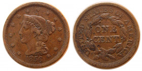 UNITED STATES. 1856. Braided Hair Large Cent.
