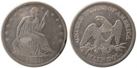 UNITED STATES. 1858. Silver half Dollar Seated Liberty.