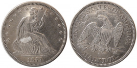 UNITED STATES. 1877. Silver half Dollar Seated Liberty.