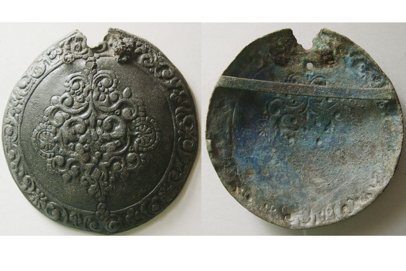 LATE BYZANTINE, Ca. 10th.-11th. Century AD. Bronze Pendent (58.52 gm; 90mm x 85 ...