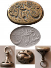 ISLAMIC ANTIQUE SEALS. Brass Seal with Ornate Silver handle.