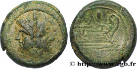 ROMAN REPUBLIC - ANONYMOUS
Type : As 
Date : après 211 AC. 
Mint name / Town : Rome 
Metal : bronze 
Diameter : 35  mm
Orientation dies : 12  h.
Weigh...
