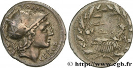 LUTATIA
Type : Denier 
Date : 109-108 AC. 
Mint name / Town : Rome 
Metal : silver 
Millesimal fineness : 950  ‰
Diameter : 20  mm
Orientation dies : ...