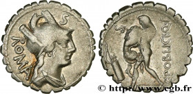 POBLICIA
Type : Denier serratus 
Date : 80 AC. 
Mint name / Town : Rome 
Metal : silver 
Millesimal fineness : 950  ‰
Diameter : 19  mm
Orientation di...