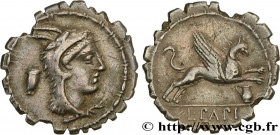 PAPIA
Type : Denier serratus 
Date : 79 AC. 
Mint name / Town : Rome 
Metal : silver 
Millesimal fineness : 950  ‰
Diameter : 18,5  mm
Orientation die...