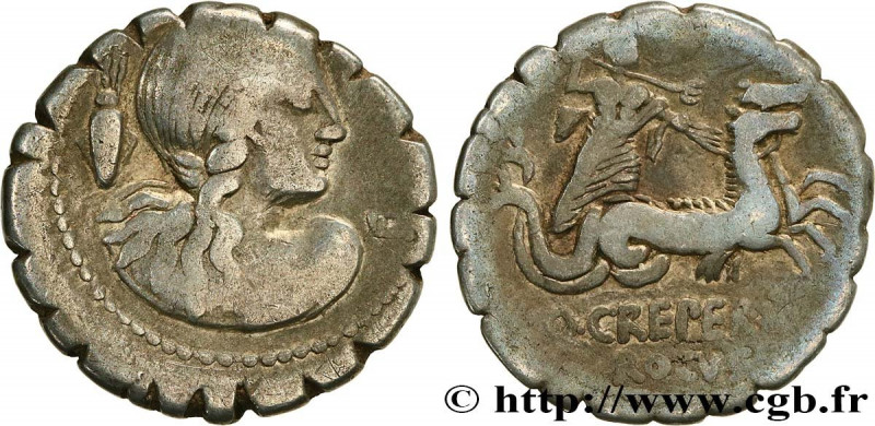 CREPERIA
Type : Denier serratus 
Date : 72 AC. 
Mint name / Town : Rome 
Metal :...