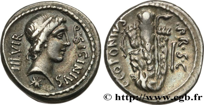 SICINIA
Type : Denier 
Date : 49 AC. 
Mint name / Town : Grèce 
Metal : silver 
...