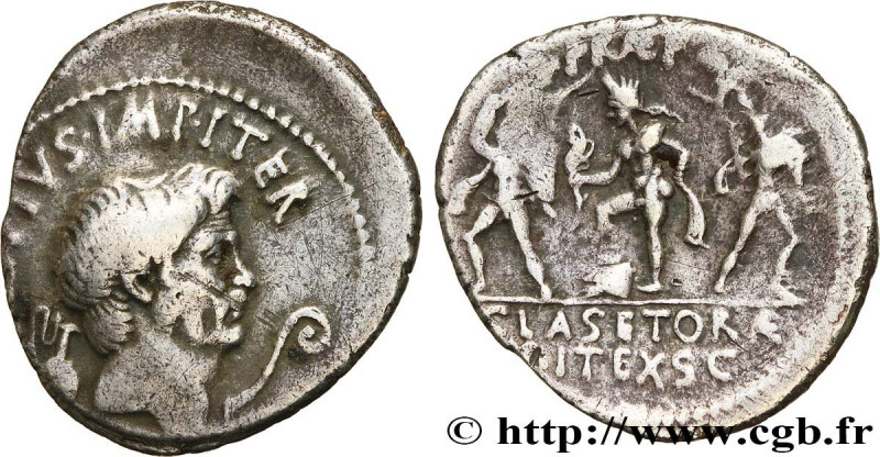 SEXTUS POMPEY
Type : Denier 
Date : c. 42 AC. 
Mint name / Town : Catane 
Metal ...