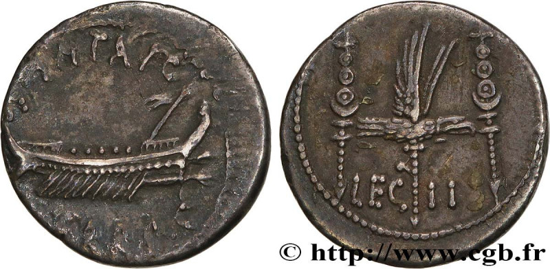 MARCUS ANTONIUS
Type : Denier 
Date : 32-31 AC. 
Mint name / Town : Patras 
Meta...