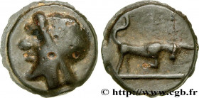 GALLIA - BITURIGES CUBI (Area of Bourges)
Type : Potin au taureau chargeant 
Date : Ier siècle avant J.-C. 
Metal : potin 
Diameter : 19  mm
Orientati...