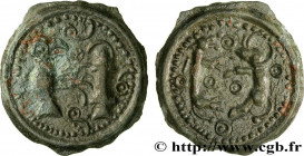 GALLIA BELGICA - MELDI (Area of Meaux)
Type : Potin à l’oiseau et animaux affrontés - grènetis d’annelets 
Date : c. 60-50 AC. 
Metal : potin 
Diamete...