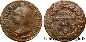 DIRECTOIRE
Type : Cinq centimes Dupré, grand module, "refrappage" du décime 
Date : An 5 (1796-1797) 
Mint name / Town : Orléans 
Quantity minted : 21...