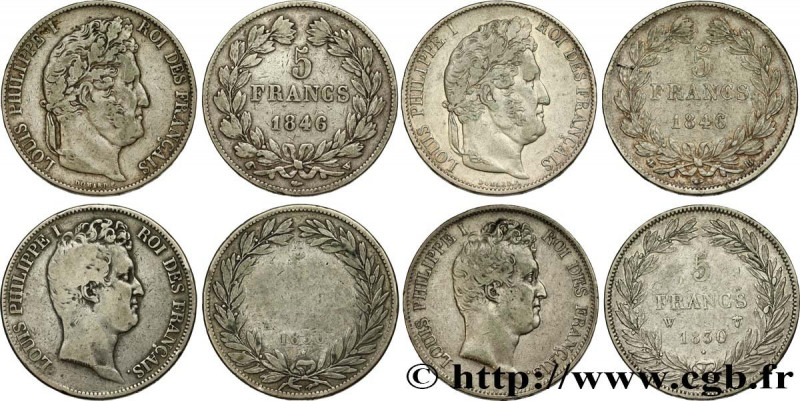 LOUIS-PHILIPPE I
Type : Lot de quatre pièces de 5 francs Louis-Philippe 
Date : ...