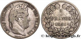 LOUIS-PHILIPPE I
Type : 5 francs Ier type Domard, tranche en creux 
Date : 1831 
Mint name / Town : Bordeaux 
Quantity minted : inclus 
Metal : silver...