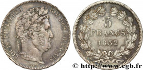 LOUIS-PHILIPPE I
Type : 5 francs IIe type Domard 
Date : 1832 
Mint name / Town : Rouen 
Quantity minted : 2851336 
Metal : silver 
Millesimal finenes...